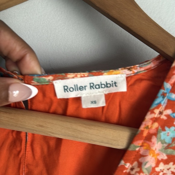 Roller Rabbit Vado Cecilia Dress Fit and Flare Orange Floral Small - Picture 5 of 13